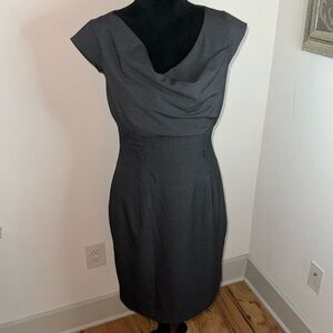Calvin Klein charcoal gray cap sleeves cowl neck sheath dress Sz 8
